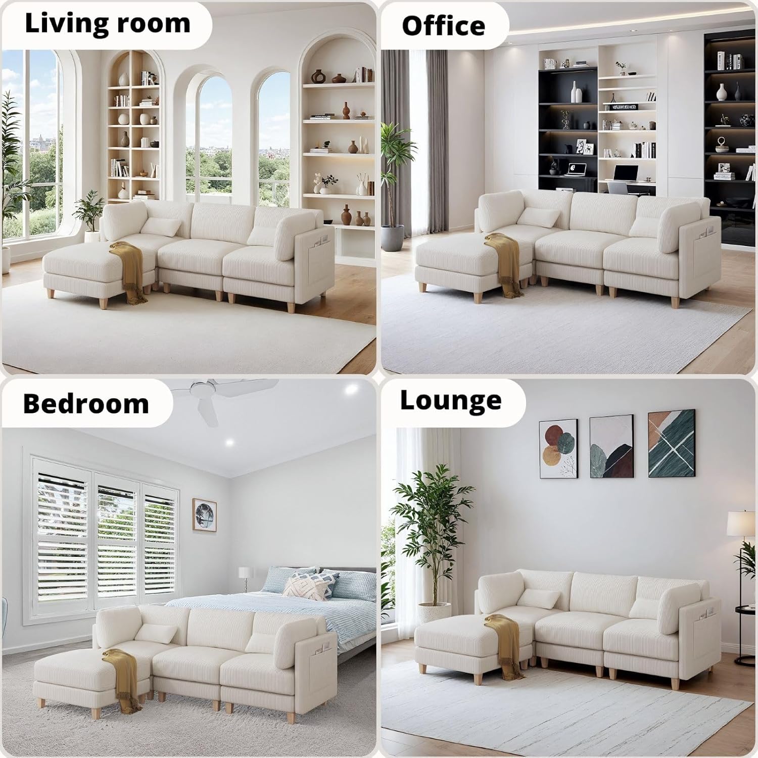 LIKIMIO 91.1" L-Shaped Sectional Sofa