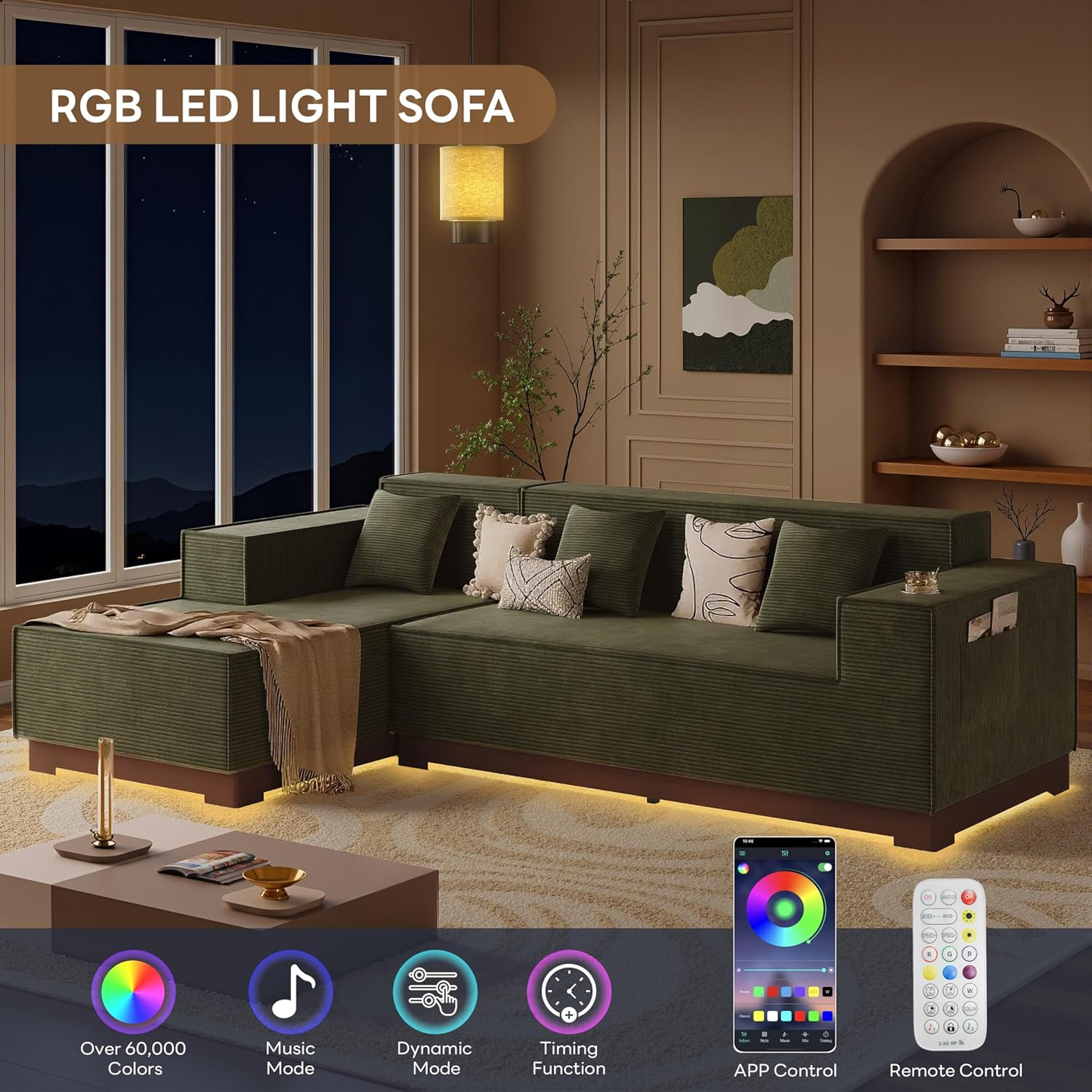 LIKIMIO L-Shaped Cloud Boneless Sofa（110“）