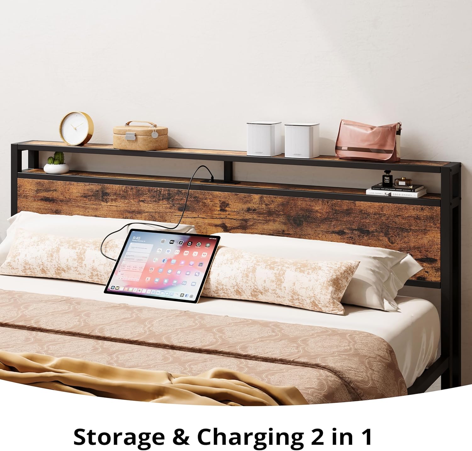 LIKIMIO Storage Retro Bed Frame