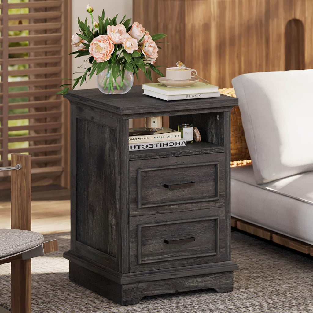LIKIMIO Rustic Wood Nightstand