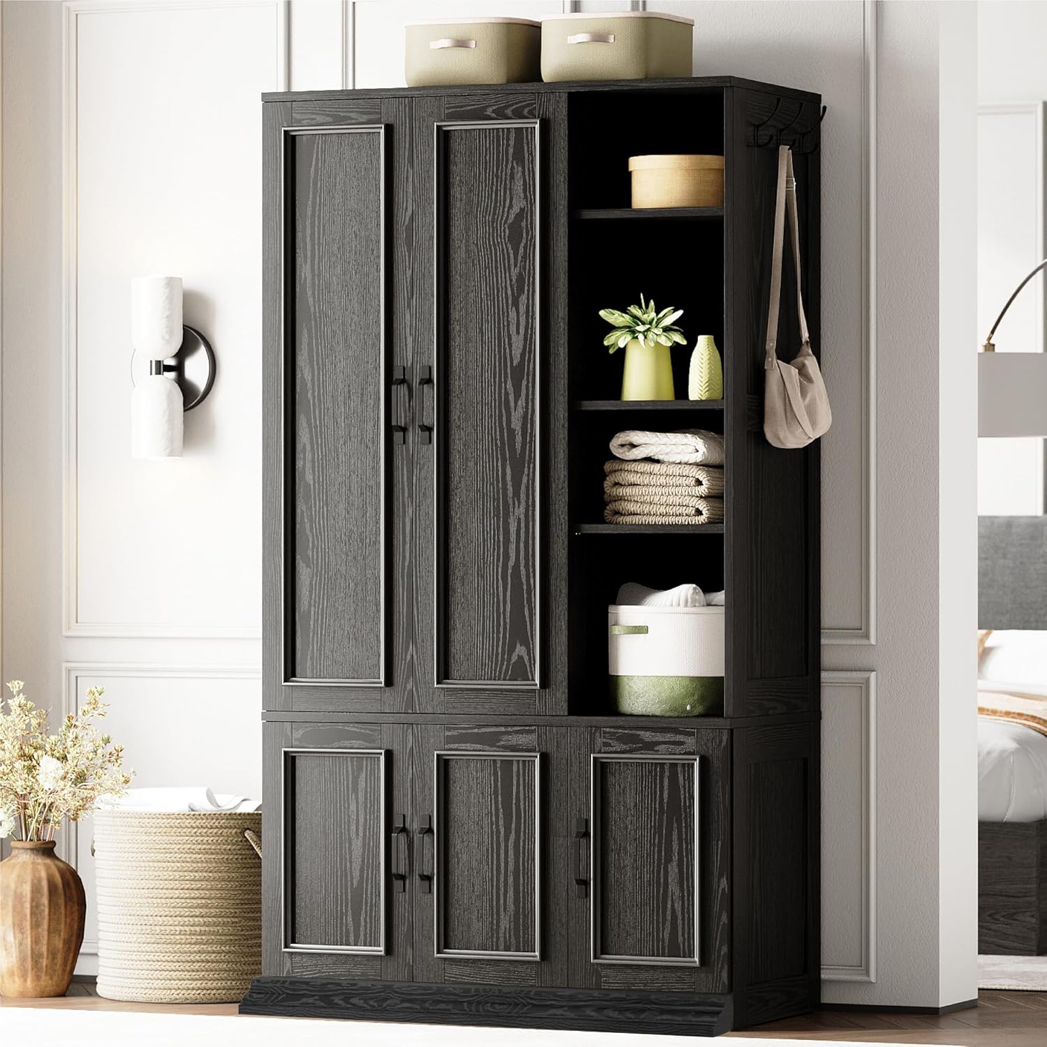 LIKIMIO Armoire Wooden Wardrobe Closet (70")