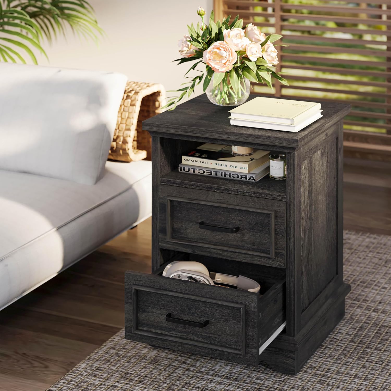 LIKIMIO Rustic Wood Nightstand