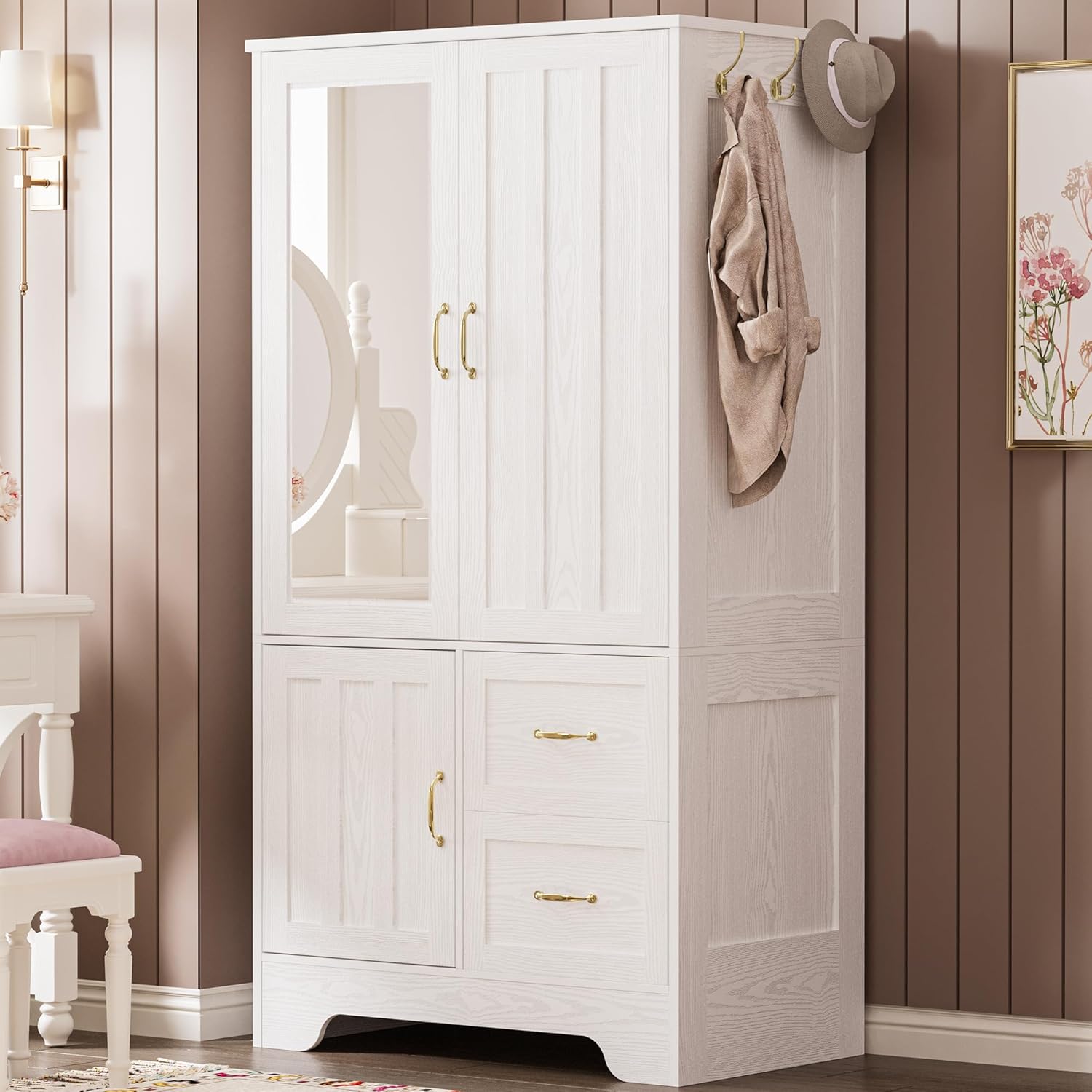 LIKIMIO Half-length Mirror MDF Wooden Closet（68”）