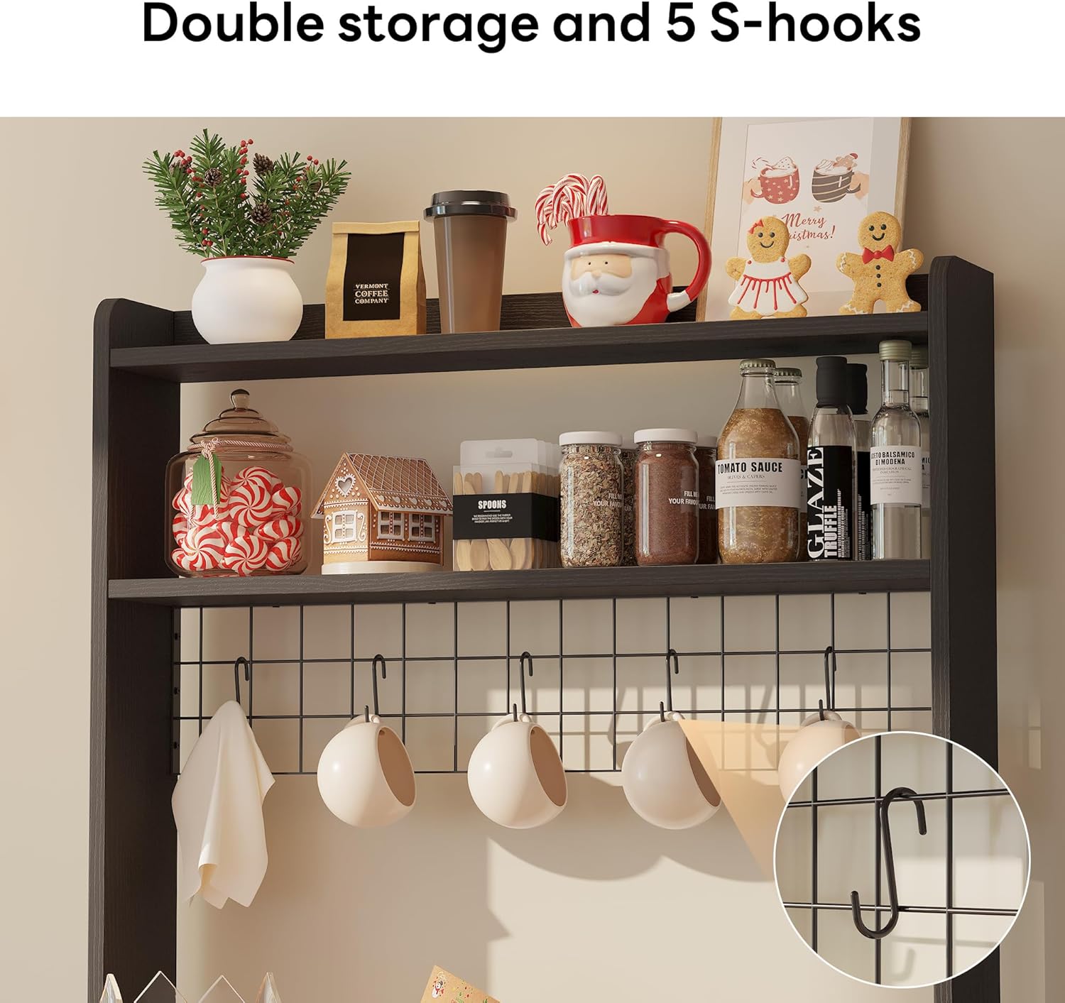 LIKIMIO Farmhouse Style Baker Rack