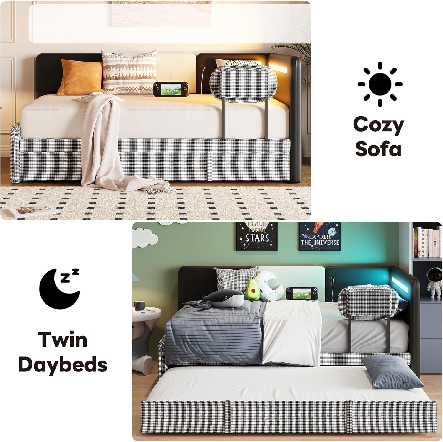 LIKIMIO Leather Corner Bed