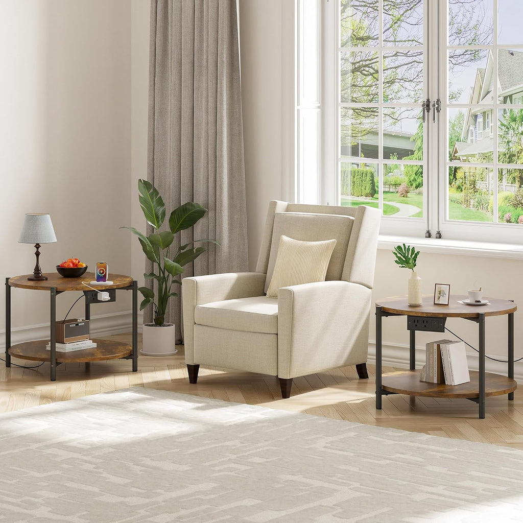 LIKIMIO 2-Tier Round End Table （23.6”）