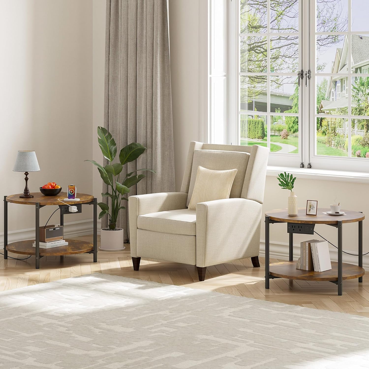 LIKIMIO 2-Tier Round End Table （23.6”）