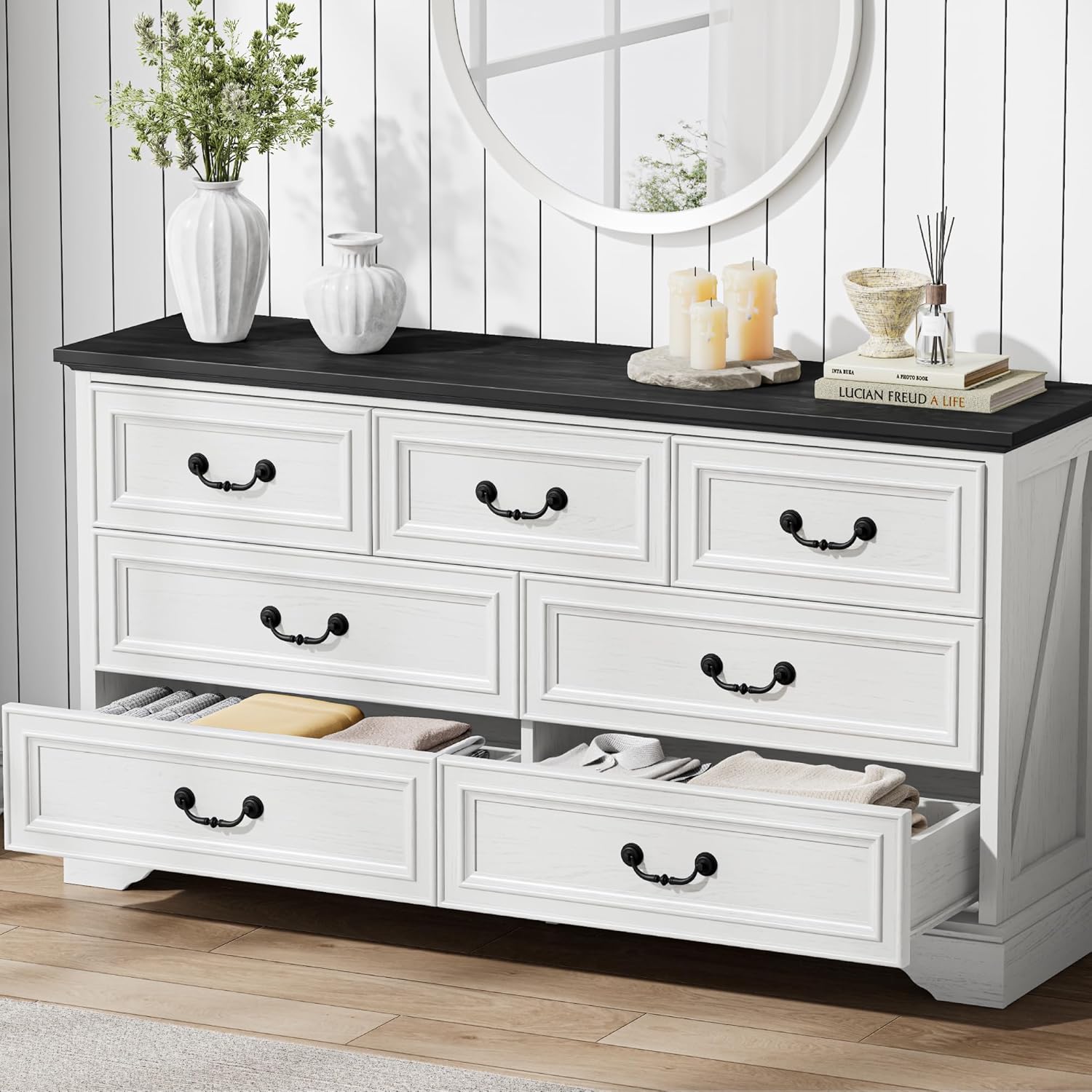 LIKIMIO Wooden 7-drawer Dresser (59")