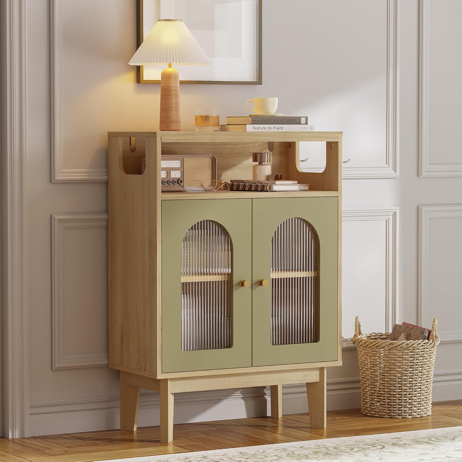 LIKIMIO Bathroom Storage Cabinet, Small Cabinet with 2 Doors and Adjustable Shelf