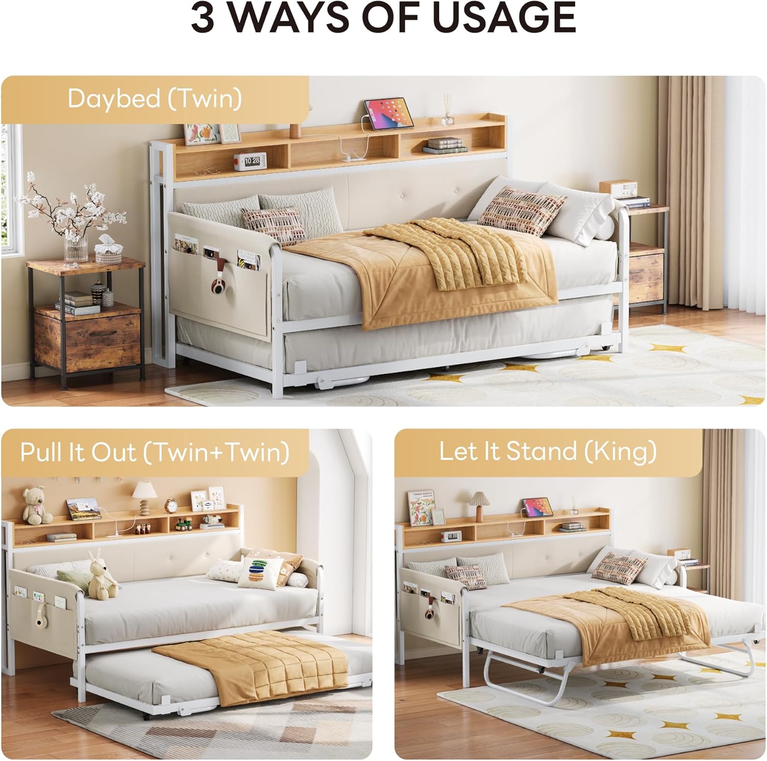 LIKIMIO Storage Sofa Bed on Casters