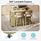 LIKIMIO Kitchen Island on Wheels with Power Outlet & Drop Leaf, Green