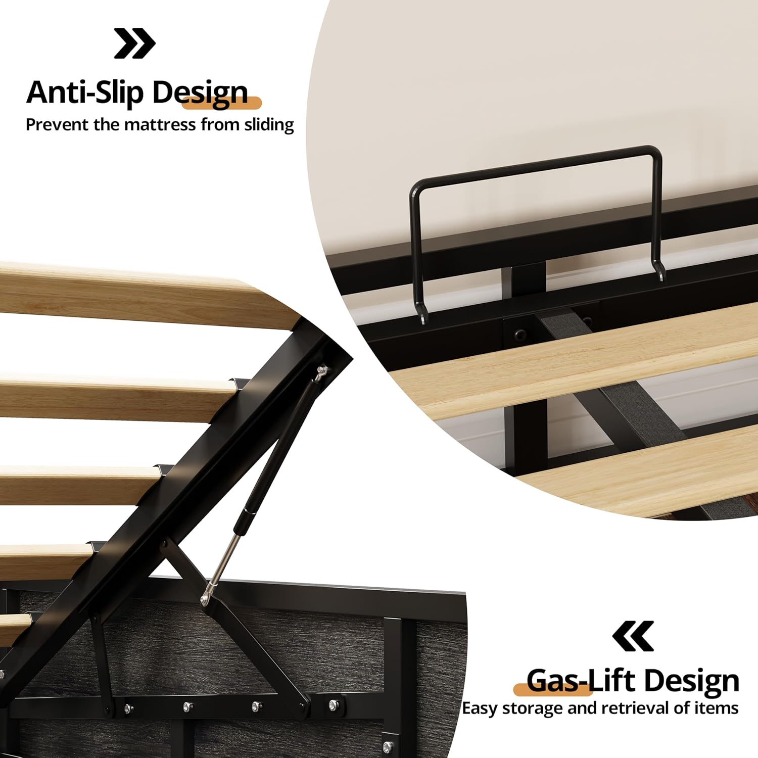 LIKIMIO Wooden Slatted Platform Bed Frame
