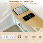 LIKIMIO Daybed with Trundle,  LED Lights and Charging Station,  White