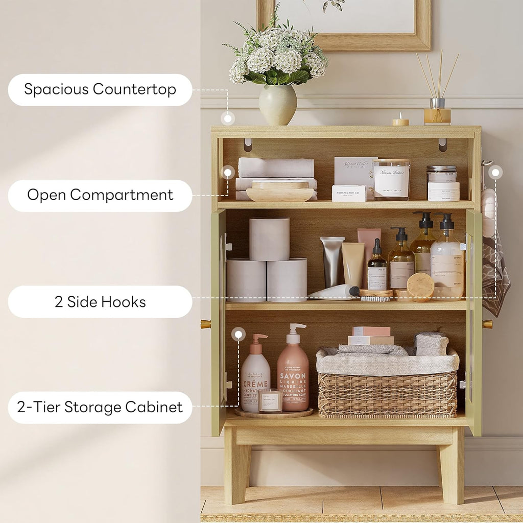LIKIMIO Bathroom Storage Cabinet, Small Cabinet with 2 Doors and Adjustable Shelf