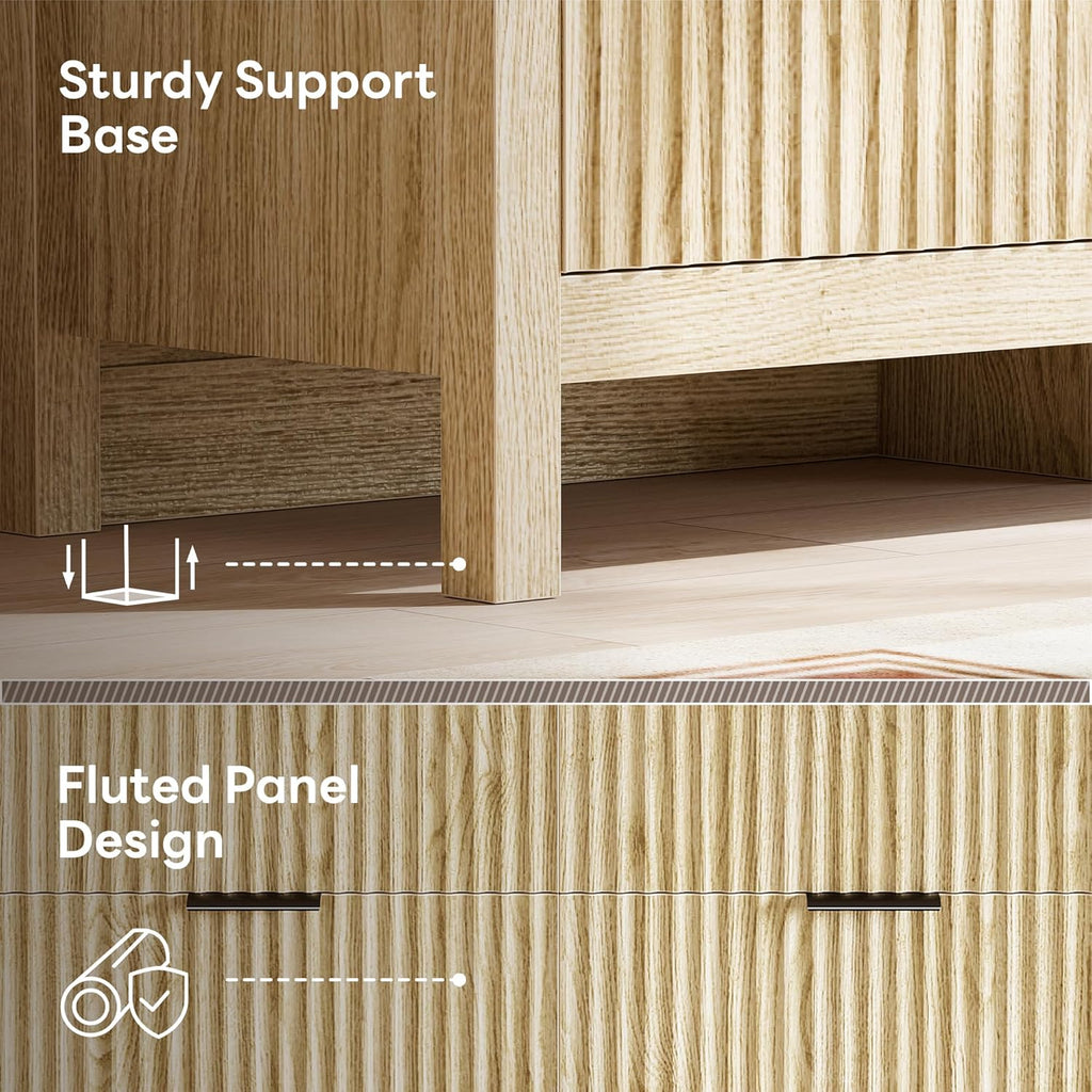 LIKIMIO Grooved Wood Dresser （59“）
