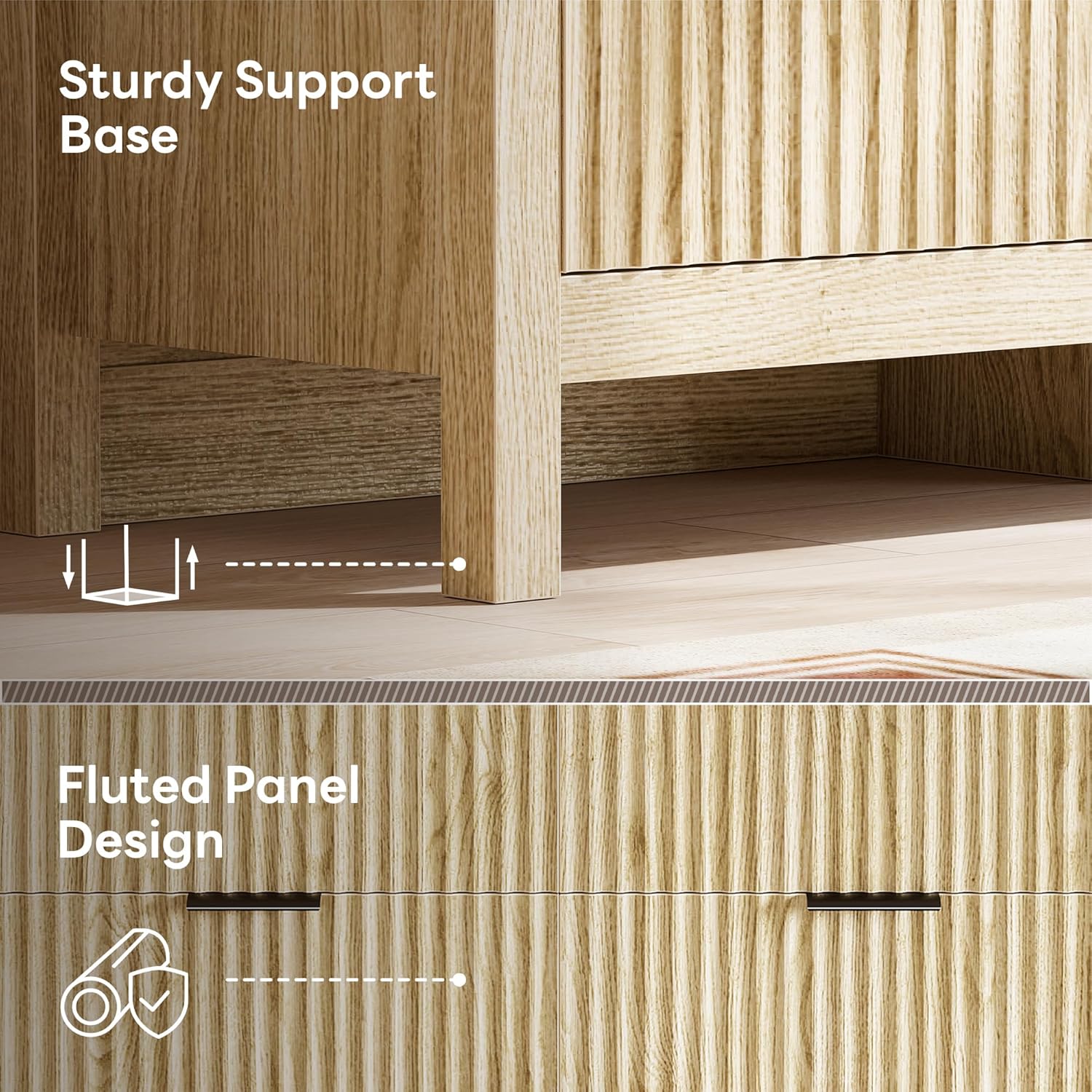 LIKIMIO Grooved Wood Dresser （59“）