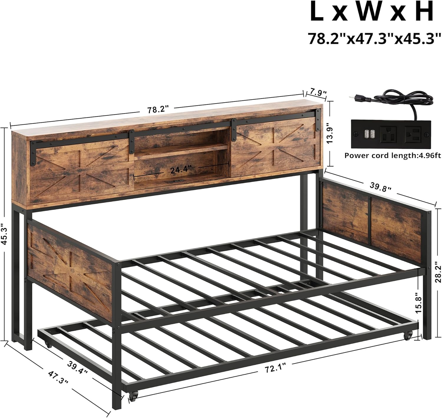 LIKIMIO Farmhouse Trundle Sofa Bed