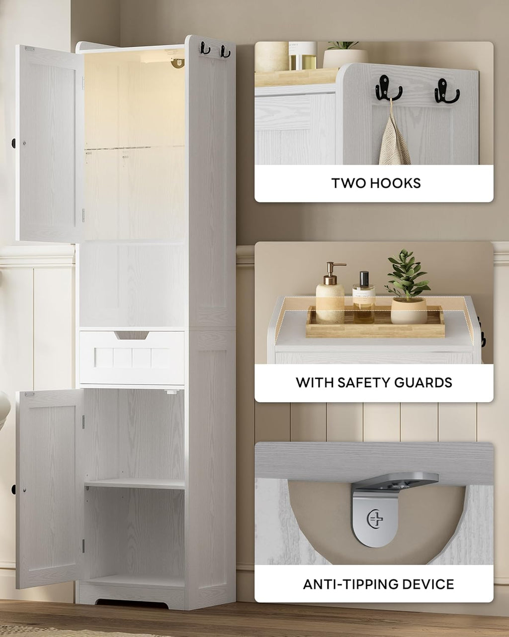 LIKIMIO Slim Freestanding Storage Cabinet（68"）