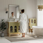 LIKIMIO 36 Inch Bathroom Vanity with Sink, Arched Glass Door Storage with Adjustable Shelf, 36" Single Sink Vanity