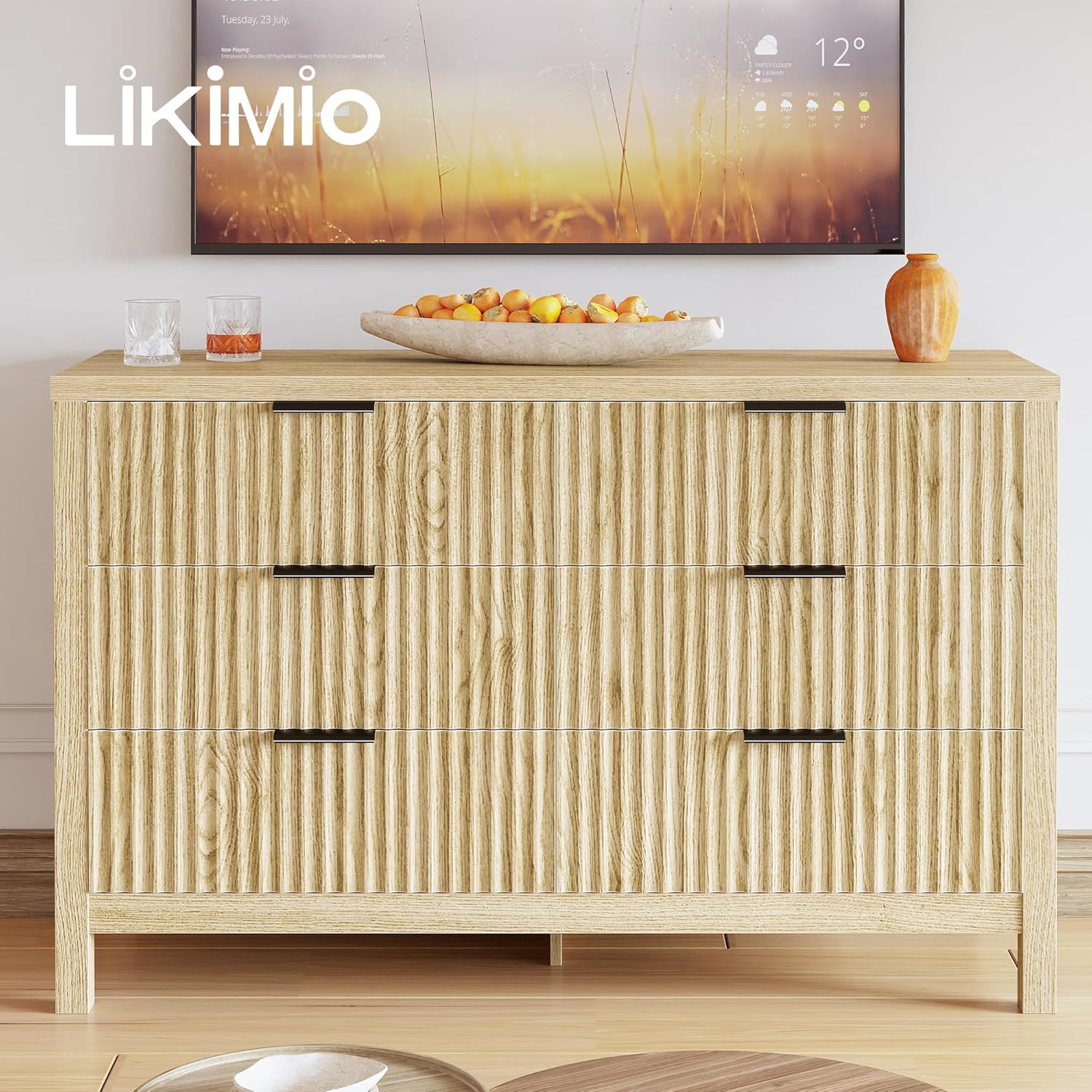 LIKIMIO Grooved Wood Dresser （59“）