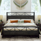 LIKIMIO High Industrial Style Headboard Bed Frame