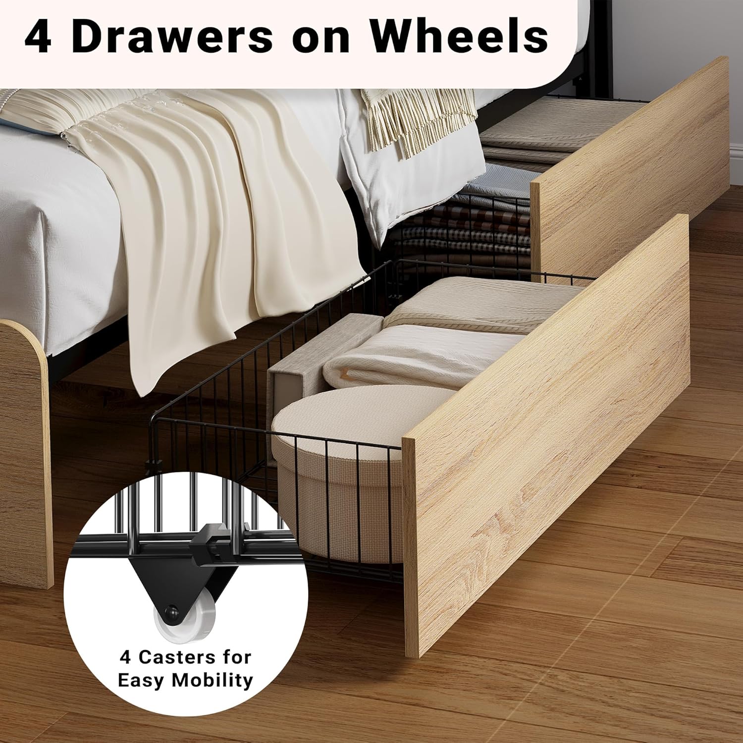 LIKIMIO Camas Hidden Storage Bed Frame