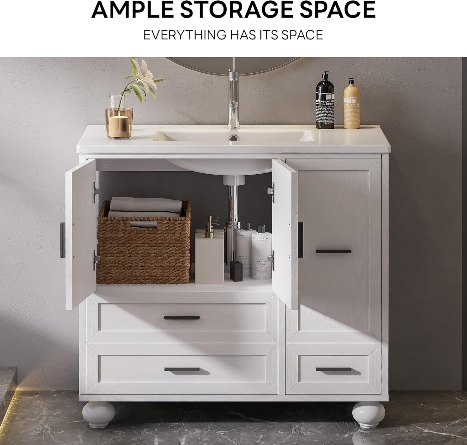 LIKIMIO Modern Wooden Bathroom Vanity (30"/36")