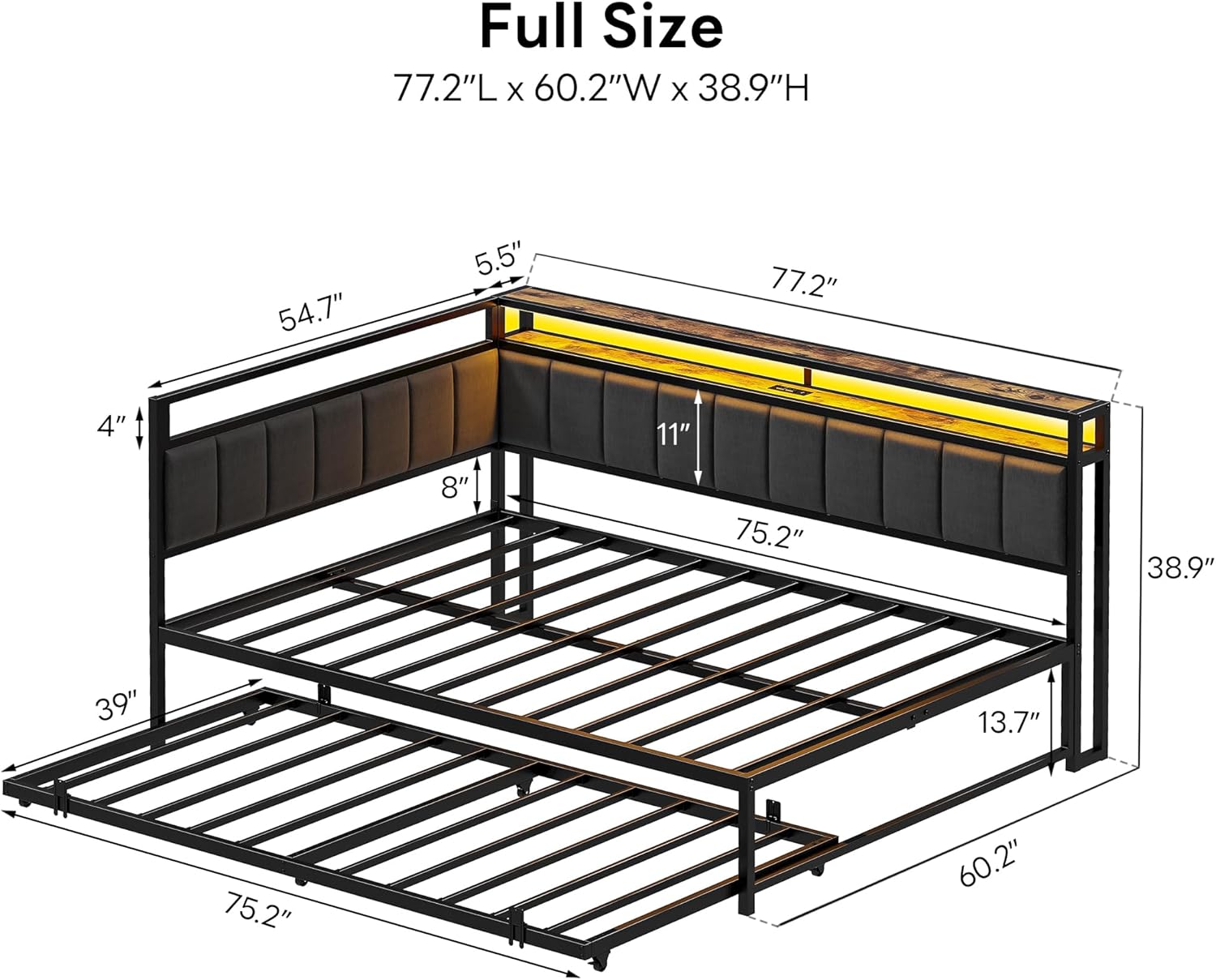 LIKIMIO Upholstered Storage Corner Bed