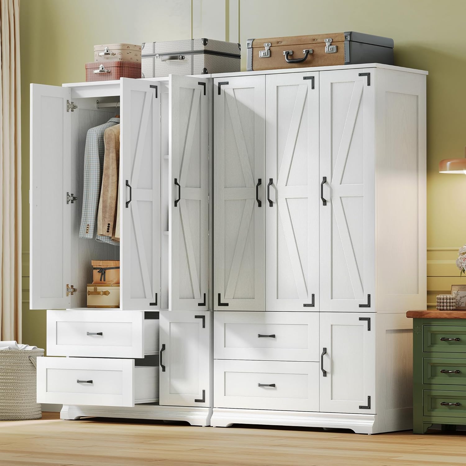 LIKIMIO Armoire Wooden Wardrobe（71”）