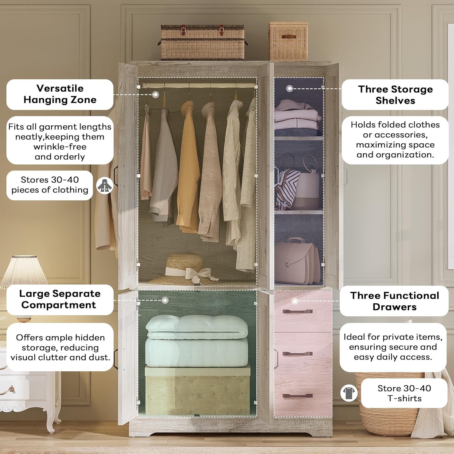 LIKIMIO X-Shaped Barn Door Closet（38”）