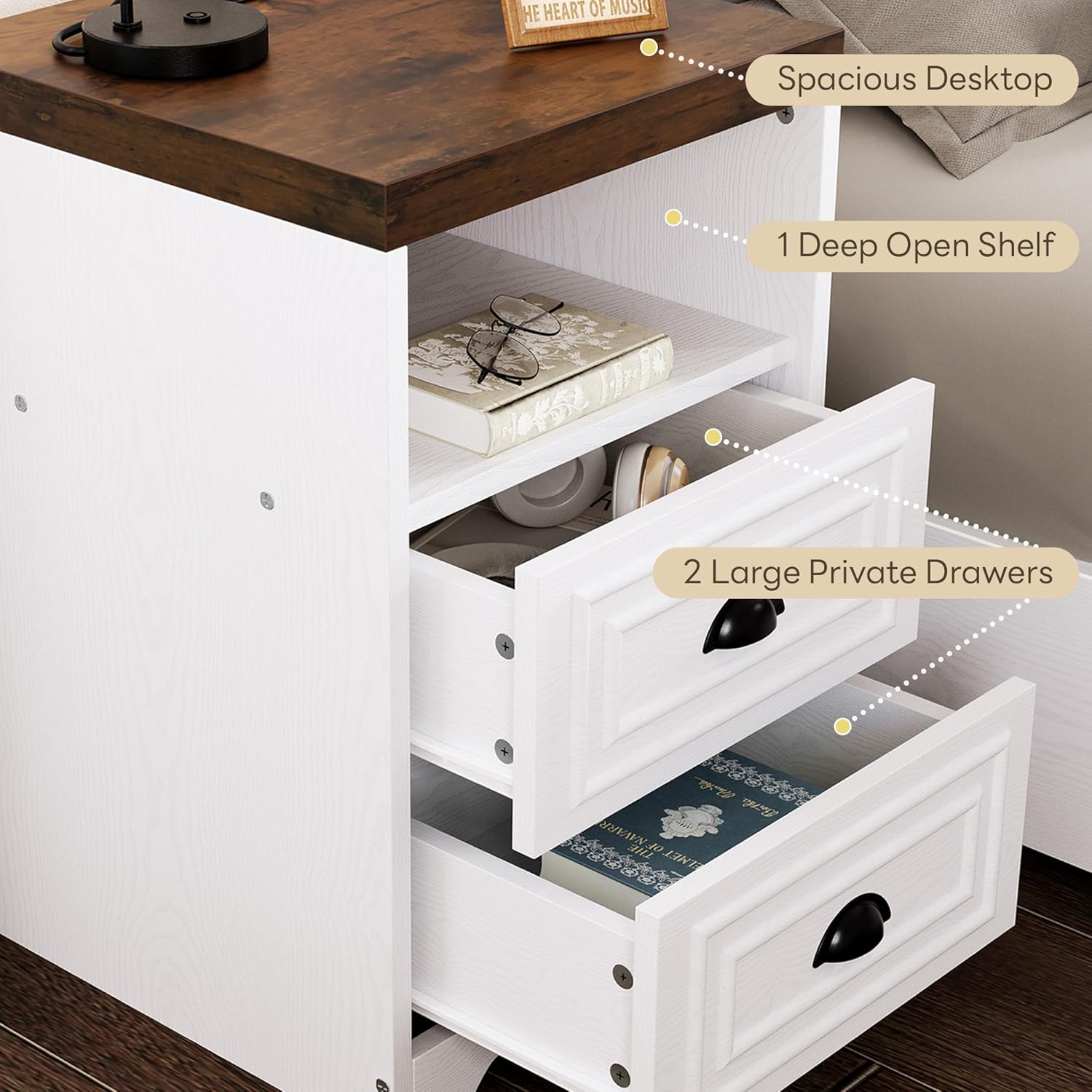 LIKIMIO Farmhouse End Table
