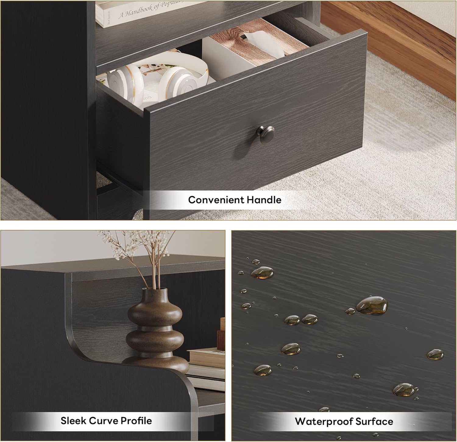 LIKIMIO Versatile Wood Grain Nightstand