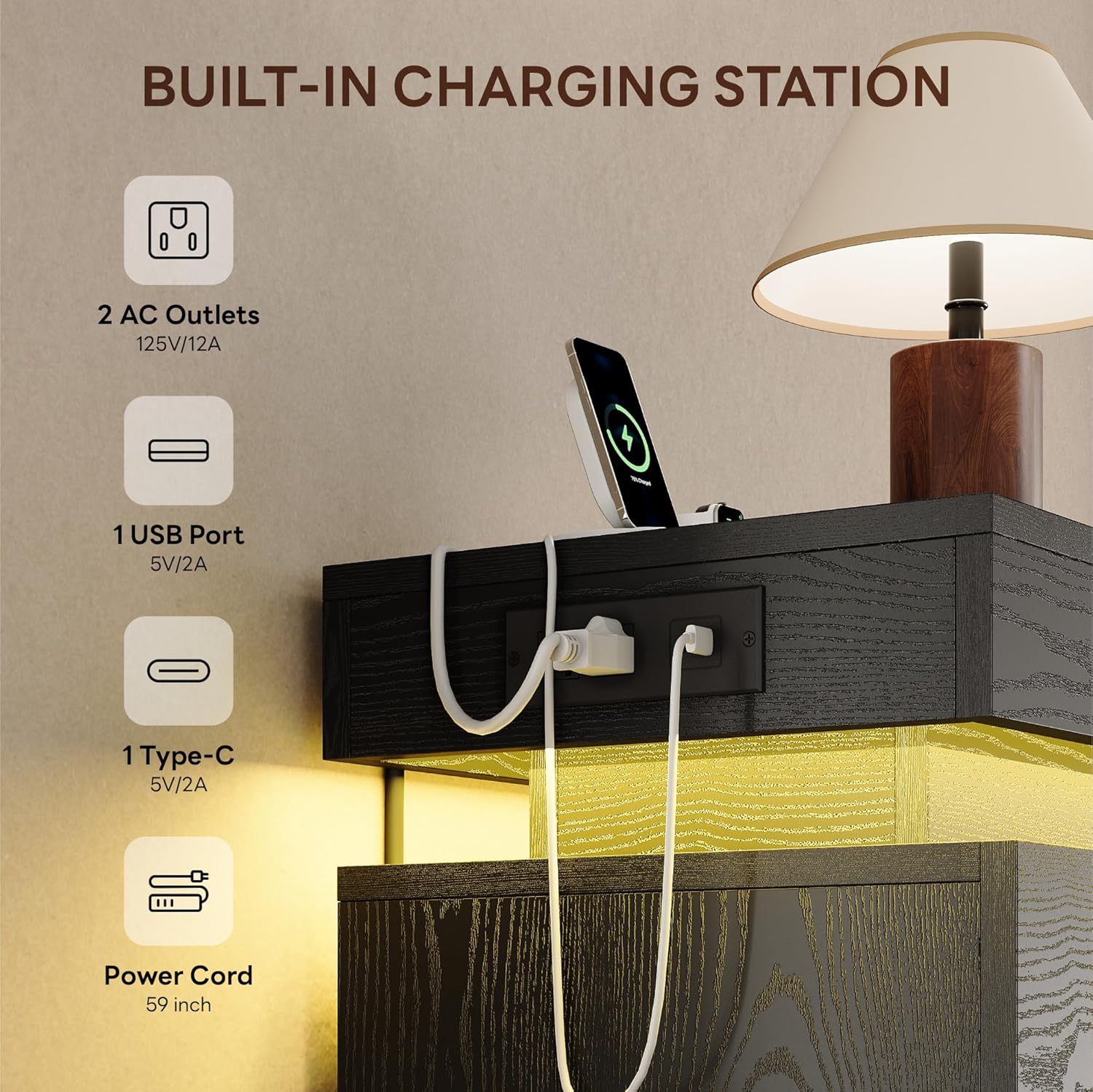 LIKIMIO Wooden 5 Drawer Tallboy (54")