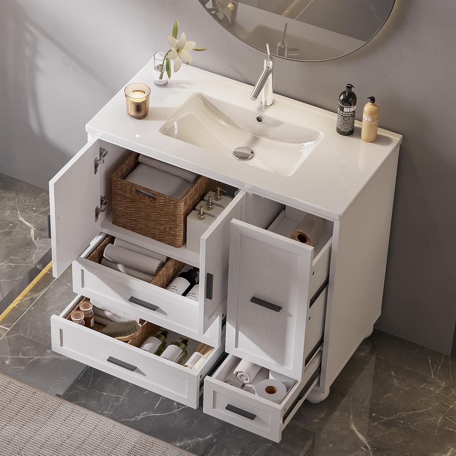 LIKIMIO Modern Wooden Bathroom Vanity (30"/36")