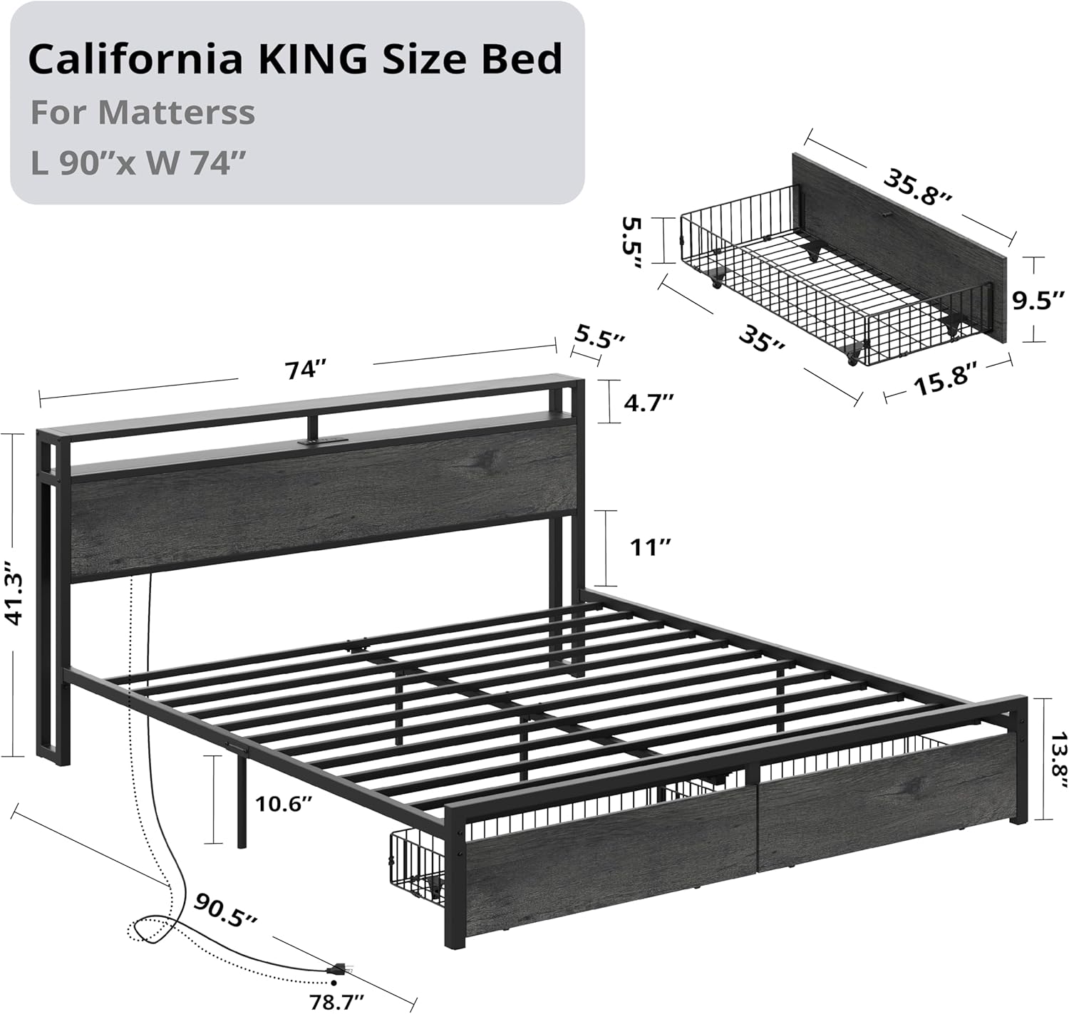 LIKIMIO Storage Retro Bed Frame