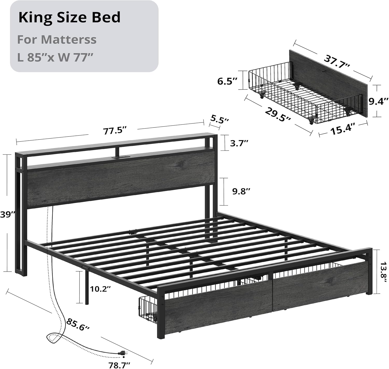 LIKIMIO Storage Retro Bed Frame