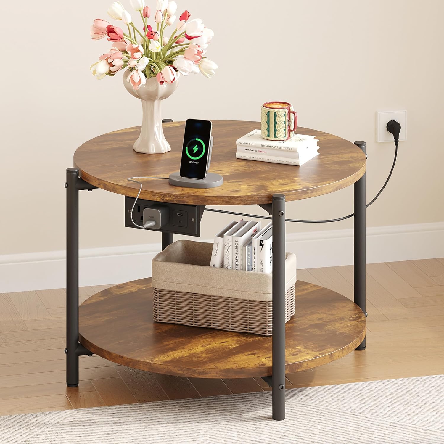 LIKIMIO 2-Tier Round End Table