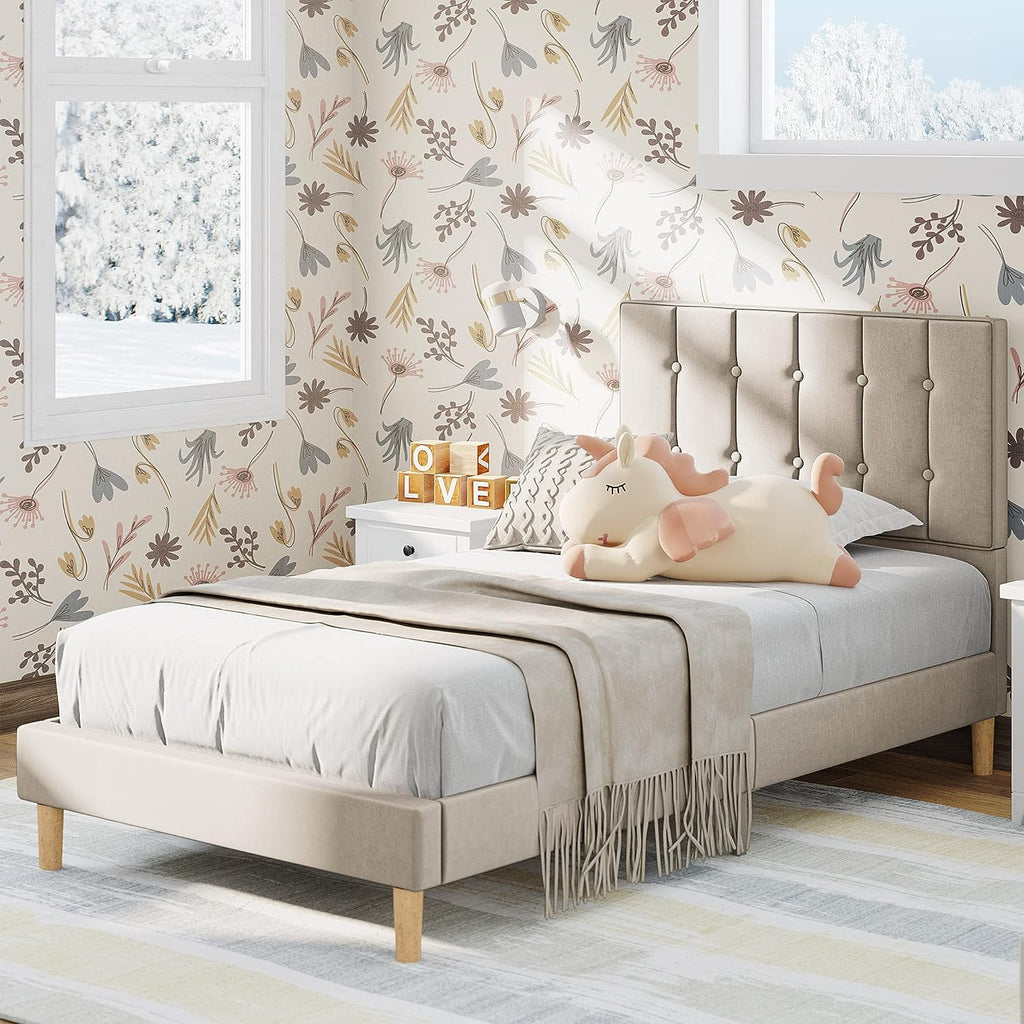 LIKIMIO Velvet Upholstered Bed Frame