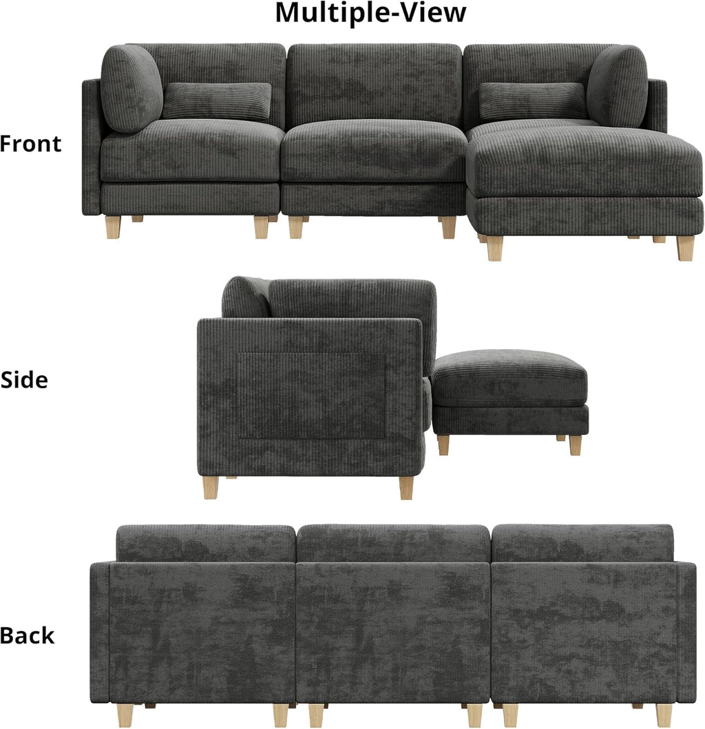 LIKIMIO L-shaped Corduroy Modular Sofa（91.1“）