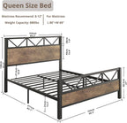 LIKIMIO High Industrial Style Headboard Bed Frame