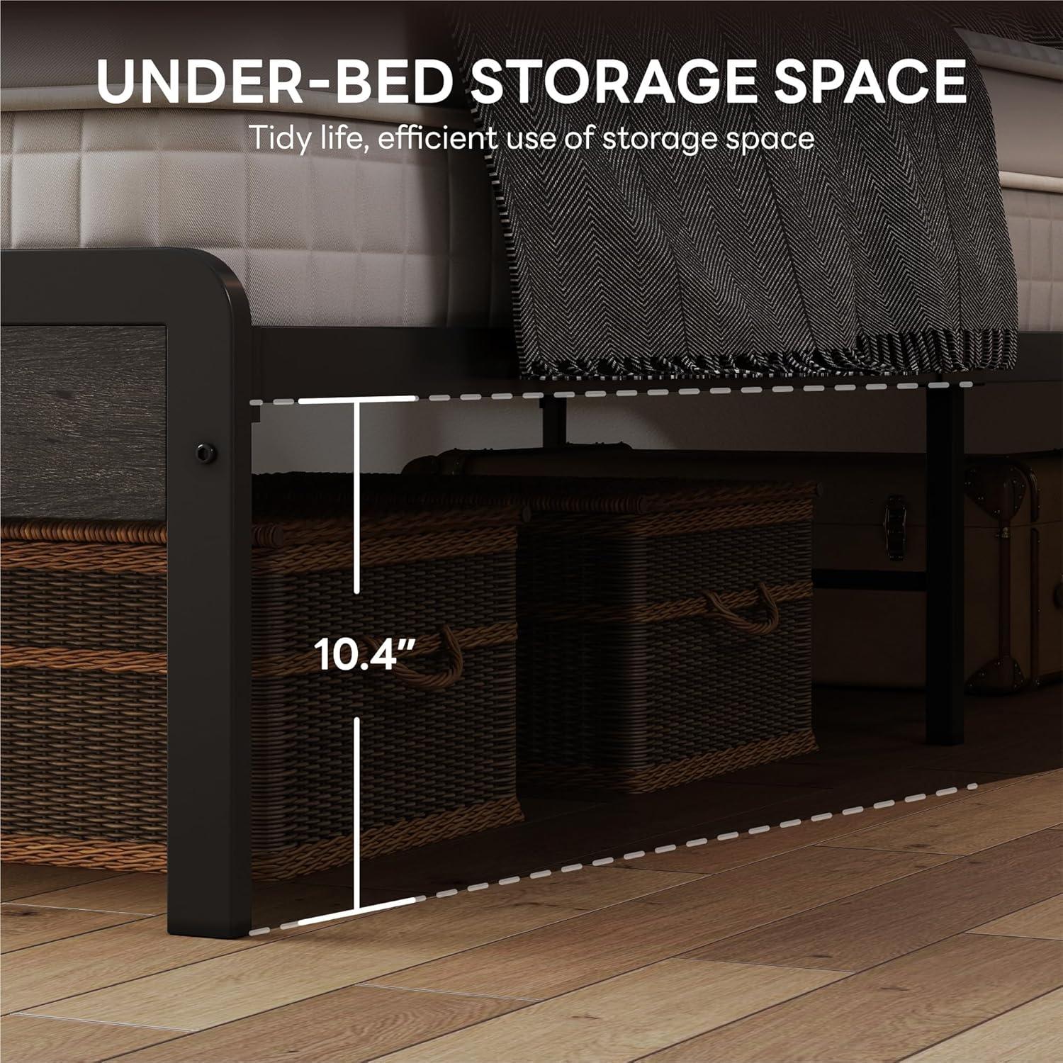 LIKIMIO Wood Grain Bed Frame