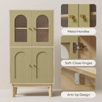 LIKIMIO 4 Doors Bathroom Storage Cabinet, Wooden Floor Cabinet