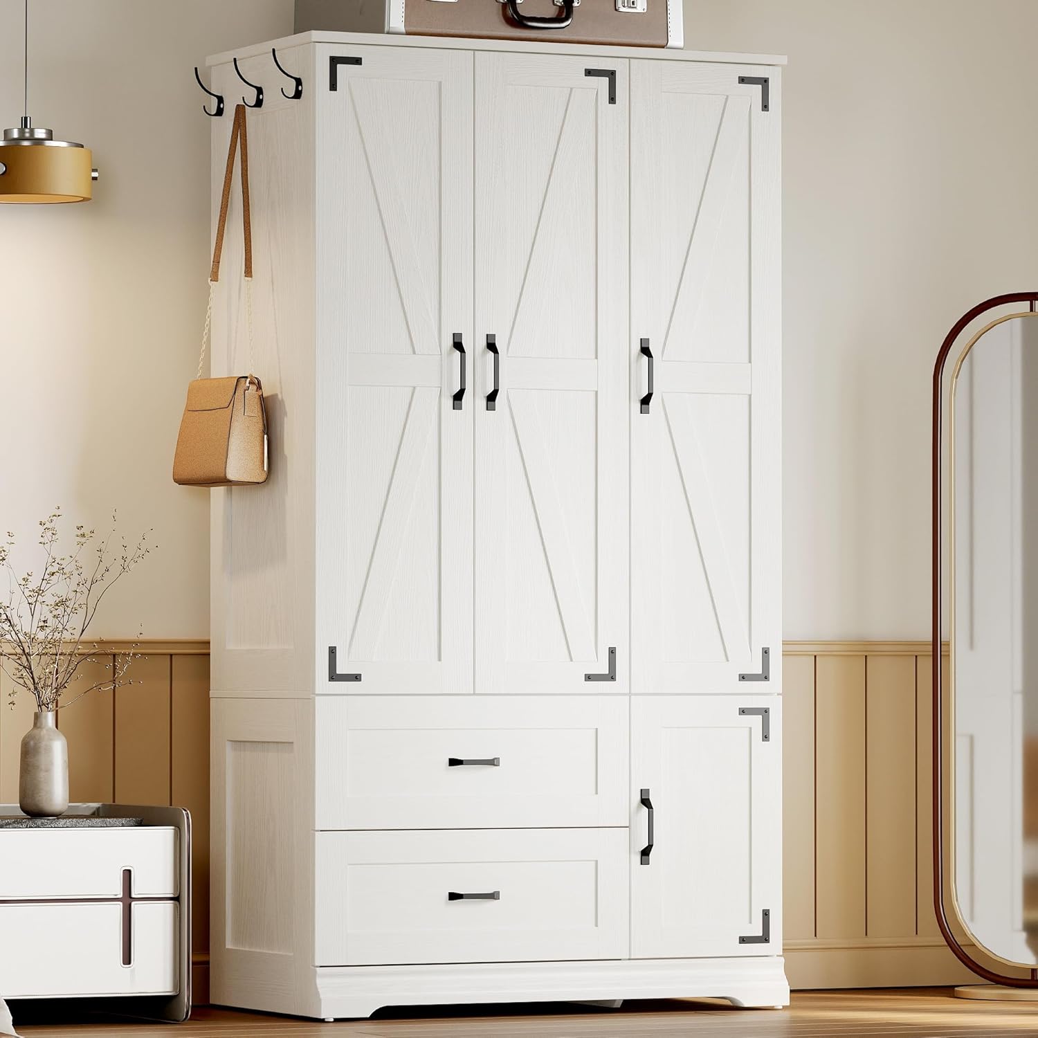 LIKIMIO Armoire Wooden Wardrobe（71”）