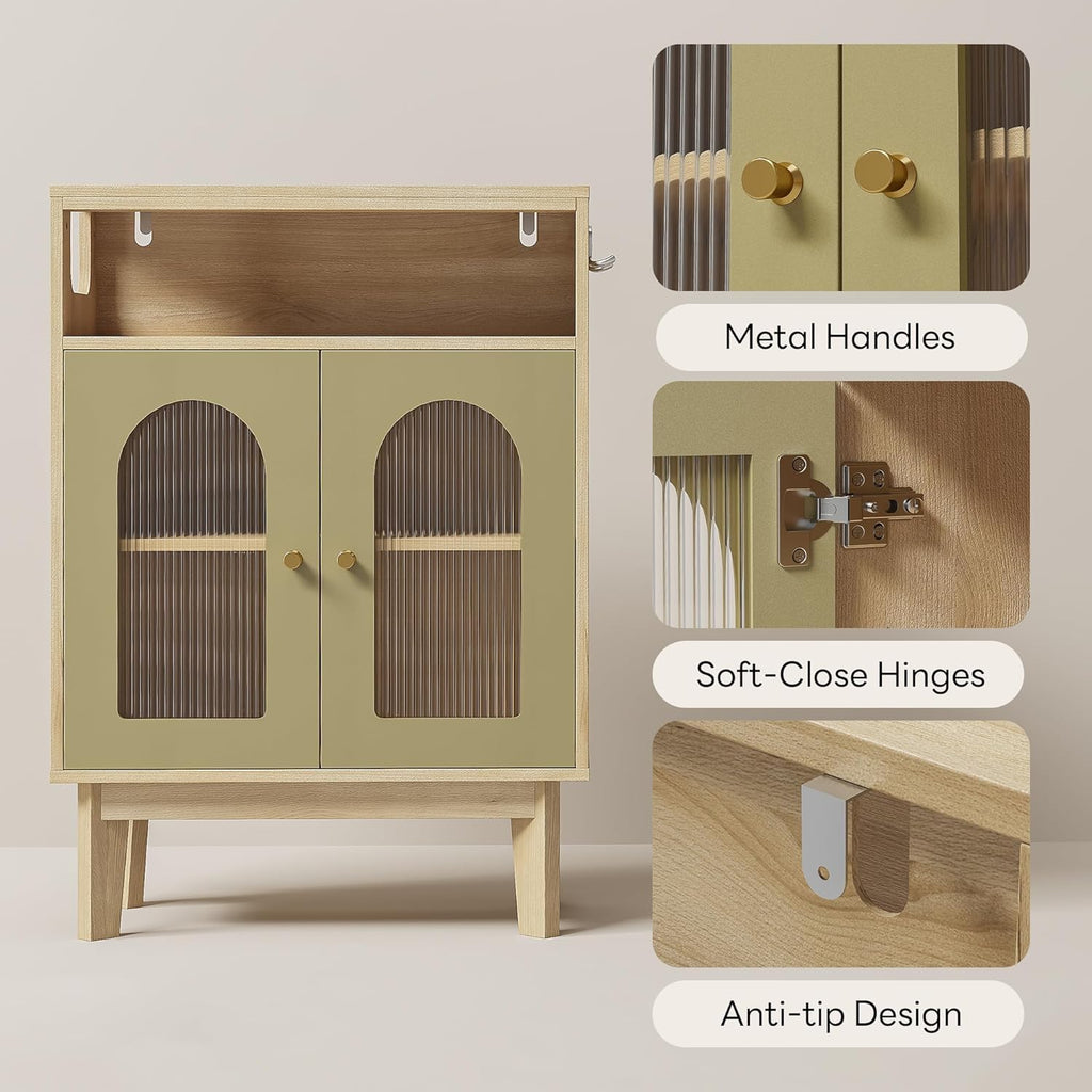 LIKIMIO Bathroom Storage Cabinet, Small Cabinet with 2 Doors and Adjustable Shelf