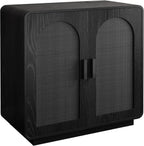 LIKIMIO Rattan Storage Cabinet with with 2 Doors and Adjustable Shelves for Kitchen, Black