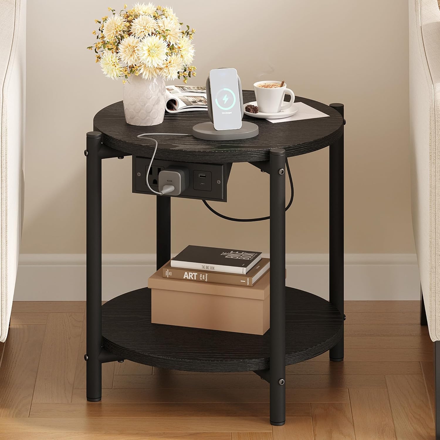 LIKIMIO 2-Tier Round End Table （15.8“）