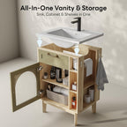 LIKIMIO 24 Inch Bathroom Vanity with Sink, Compact Bathroom Cabinet with Integrated Ceramic Sink