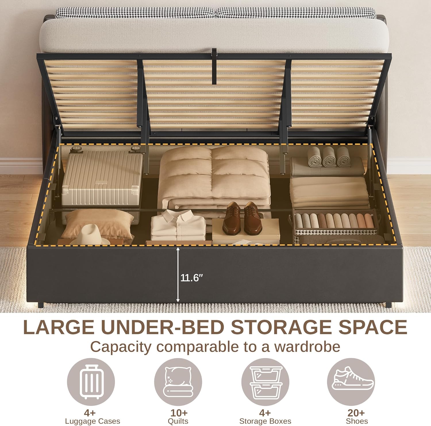 LIKIMIO Lift Up Storage Bed