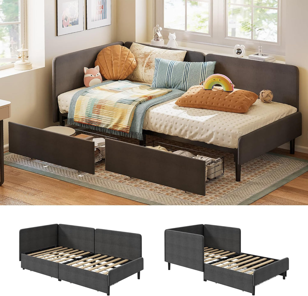 LIKIMIO Adjustable Bed Rails Corner Bed 