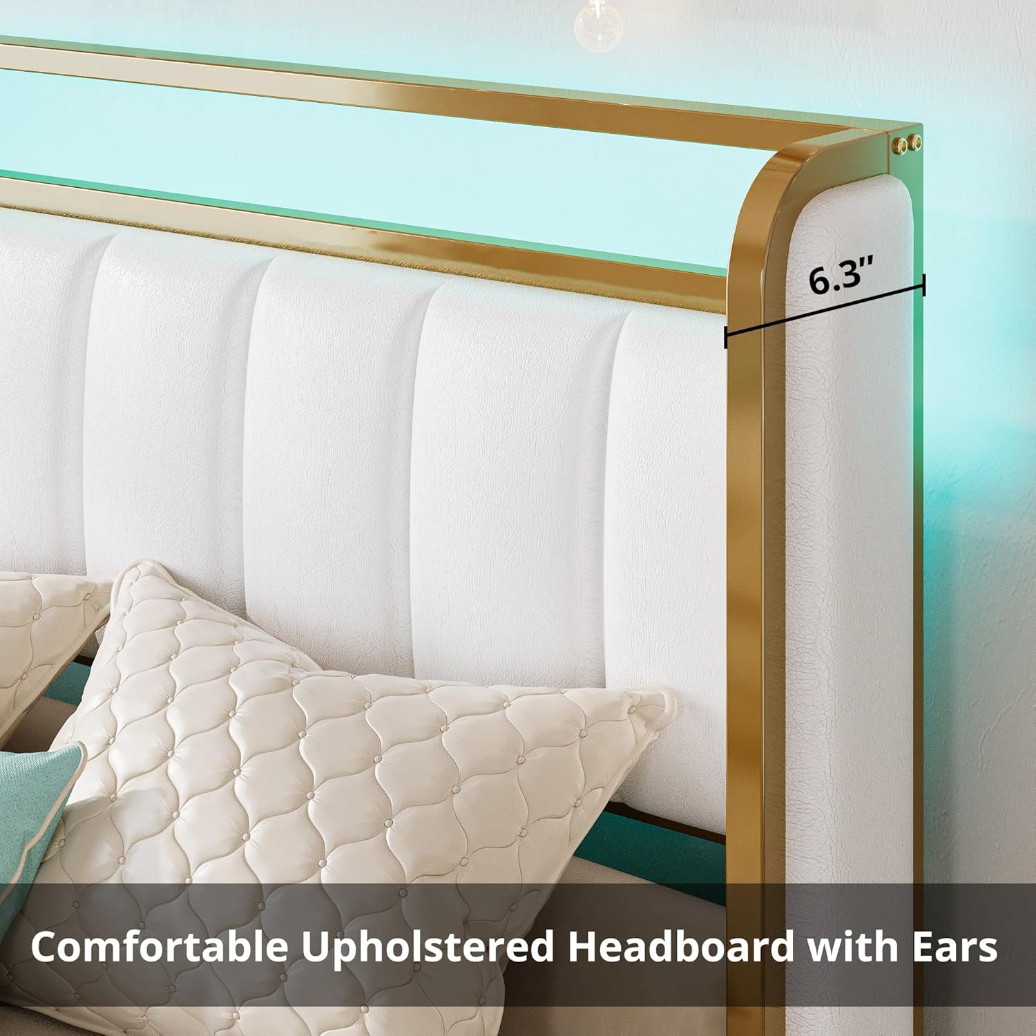 LIKIMIO Armrests Headboard & RGB Light Bed Frame